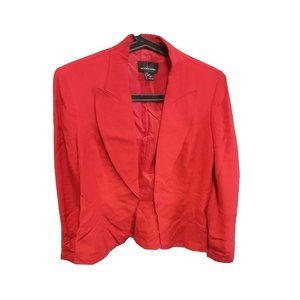 Moda International Red Silk Size 8 Womens Blazer Top Long Sleeve Jacket Comfy